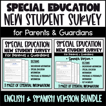 Preview of Special Education - Student Info Survey for Parents BUNDLE