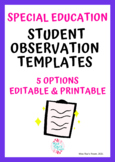 Special Education Student Observation Template & Form