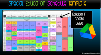 Preview of Special Education Student/Para Schedule Template (editable)