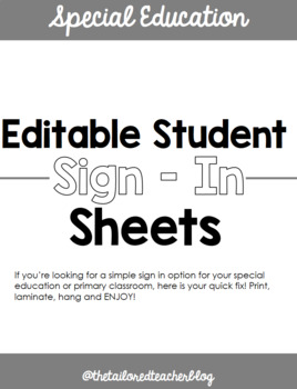 Preview of Special Education Student Sign In Sheets *Editable*
