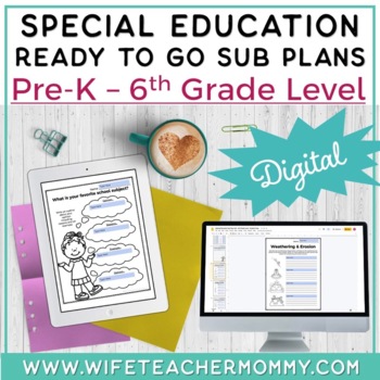 Preview of Special Education Sub Plans PreK - 6th GOOGLE | SPED Lesson Plan