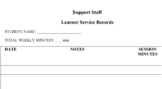 Special Education Support Staff Service Tracking Log