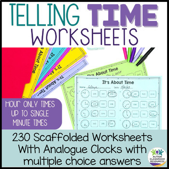 Preview of Telling Time Worksheets to the Minute for Special Education - for the Whole Year