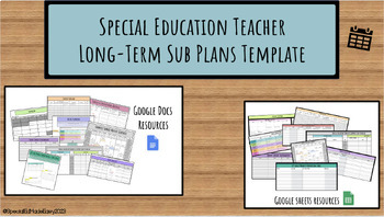 Preview of Special Education Teacher Long-Term Sub Planning