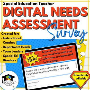 Preview of Special Education Teacher Needs Assessment-Digital | For Instructional Coaches