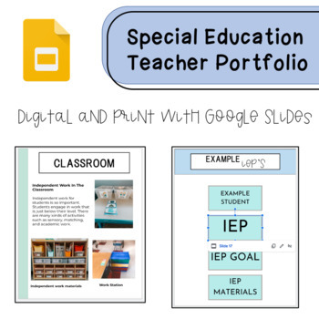 Preview of Special Education Teacher Portfolio Google Only