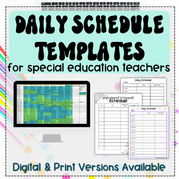 Preview of Special Education Teacher Schedule Template Special Education Schedule Editable