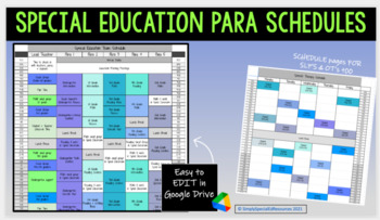 Preview of Special Education Team Schedules (editable)