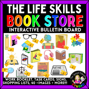 Preview of Special Education VOCATIONAL Life Skills Bulletin Board, Task Cards BOOK Store