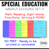 Special Education Sub Plans Lessons for Five Days