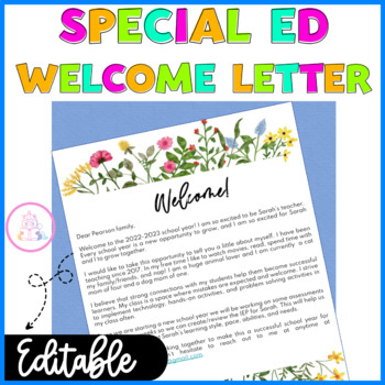 Preview of Special Education Welcome Letter for Parents Back to School Editable