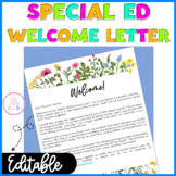 Special Education Welcome Letter for Parents Back to Schoo