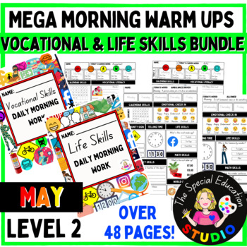 Preview of Special Education binder BUNDLE Morning Life skills vocational work May Lv2