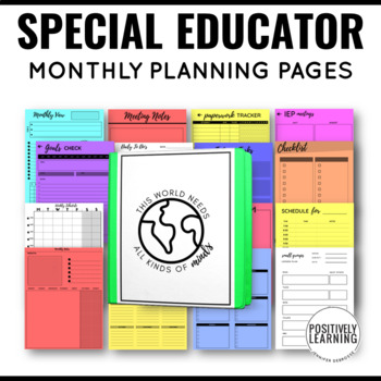 Preview of Special Education Teacher Planner | Monthly Printable Pages for Organization