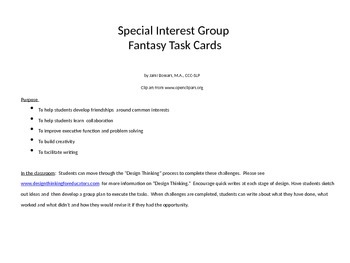 Preview of Special Interest Group Fantasy Task Cards