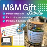Special M&M Themed Gift Jar Labels/Tags  - Unique & Person