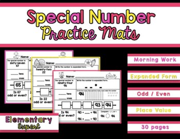 Preview of Morning Math Warm Ups Special Number of the Day 2 Digit Edition