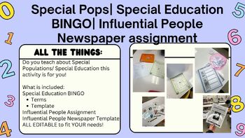 Preview of Special Pops | Special Education | BINGO | Influential People Assignment