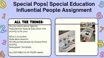 Preview of Special Pops | Special Education | Influential People Research Newspaper Flyer