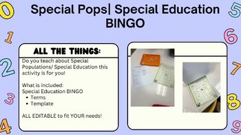 Preview of Special Pops | Special Education TERMS| BINGO