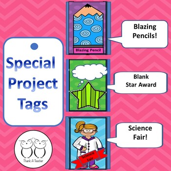 Preview of Special Projects Science Fair Blazing Pencils Blank Star Award Tags