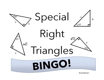 Preview of Special Right Triangle (45 - 45 - 90 & 30 - 60 - 90) - Bingo Activity - Game