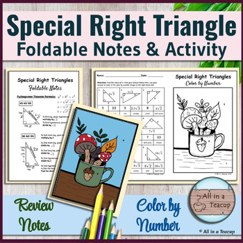 Preview of Special Right Triangle Foldable Notes & Fall Autumn Color by Number Activity