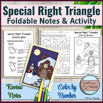 Preview of Special Right Triangle Foldable Notes & Winter Color by Number Activity