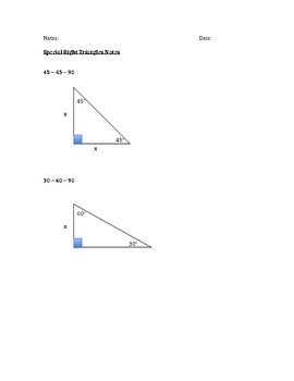 Preview of Special Right Triangle Solving Map and Practice