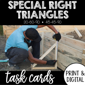 Preview of Special Right Triangle Task Card 45-45-90 30-60-90 Geometry Practice