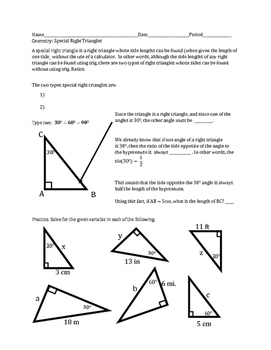 Preview of Special Right Triangles: 30-60-90