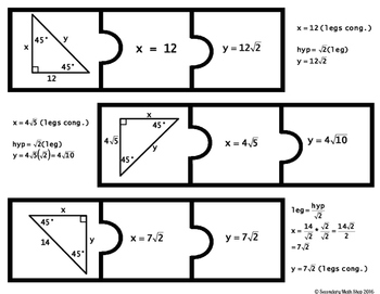 special right triangles puzzle answers