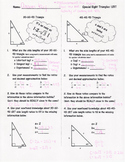 Special Right Triangles - Answer Key