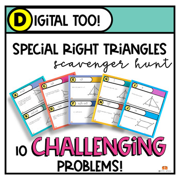 Preview of Special Right Triangles CHALLENGE SCAVENGER HUNT DIGITAL & PRINT (3 SIZES)