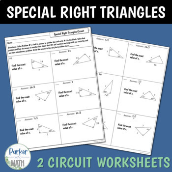 Preview of Special Right Triangles CIRCUIT WORKSHEETS