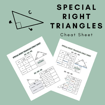 Preview of Special Right Triangles Cheat Sheet