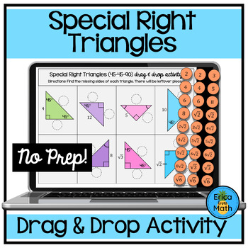 Preview of Special Right Triangles Digital Drag & Drop Activity (30-60-90 and 45-45-90)