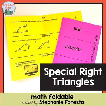 Preview of Special Right Triangles Foldable