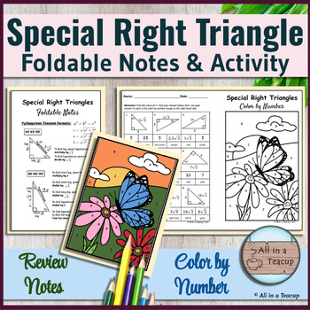 Preview of Special Right Triangles Foldable Notes & Butterfly Color by Number Activity