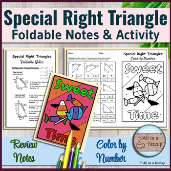 Preview of Special Right Triangle Foldable Notes & Halloween Candy Color by Number Activity