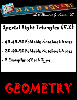 Preview of Special Right Triangles - Foldable Notes and Examples