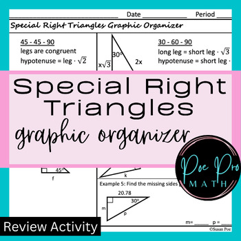 Preview of Special Right Triangles Graphic Organizer
