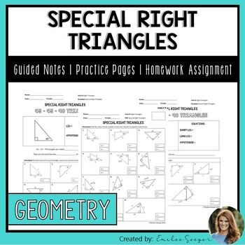 Preview of Special Right Triangles - Guided Notes | Practice Worksheet | Homework