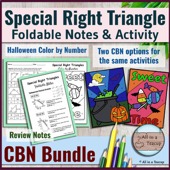 Preview of Special Right Triangles Halloween Mini-Set of Foldable Notes & CBN Activities