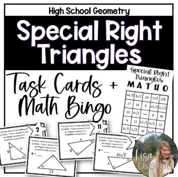 Preview of Special Right Triangles - High School Geometry Task Cards and Math Bingo Game