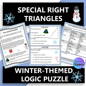 Preview of Special Right Triangles Logic Puzzle Winter Themed