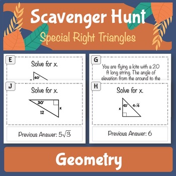 Preview of Special Right Triangles Scavenger Hunt