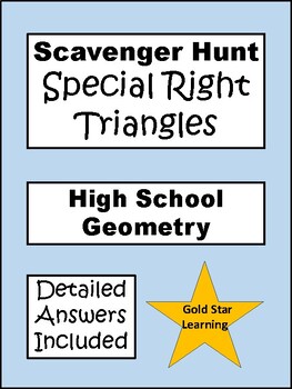Preview of Special Right Triangles Scavenger Hunt - Geometry, with Detailed Answers