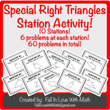 Preview of Special Right Triangles Station Activity