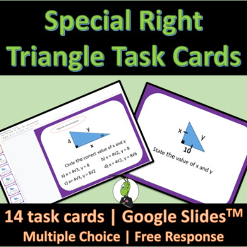 Preview of Special Right Triangles Task Cards 45-45-90 and 30-60-90 Geometry Google